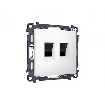 Комплект механизма компьютерной двойной розетки RJ-45 (8P8C) CAT6 с автоматической защитной шторкой Ambrella Volt MA MA132110