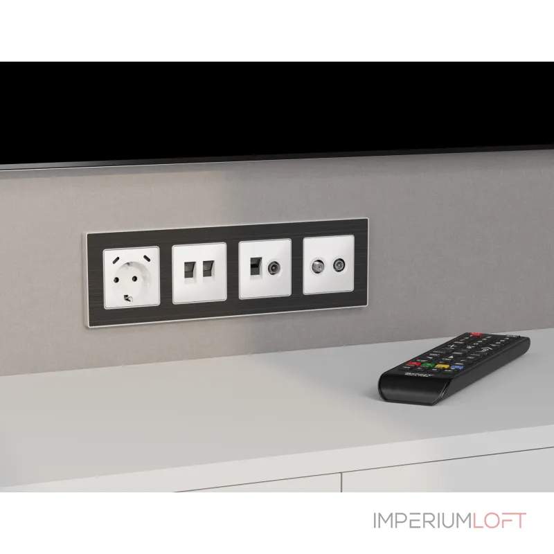 Комплект механизма розетки компьютерной + TV оконечной RJ-45 (8P8C) CAT6/50-870 MHz 1dB Ambrella Volt MA MA132510