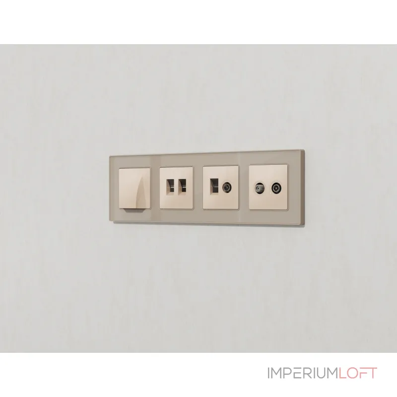 Комплект механизма розетки компьютерной + TV оконечной RJ-45 (8P8C) CAT6/50-870 MHz 1dB Ambrella Volt MA MA312510