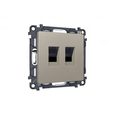 Комплект механизма компьютерной двойной розетки RJ-45 (8P8C) CAT6 с автоматической защитной шторкой Ambrella Volt MA MA372110