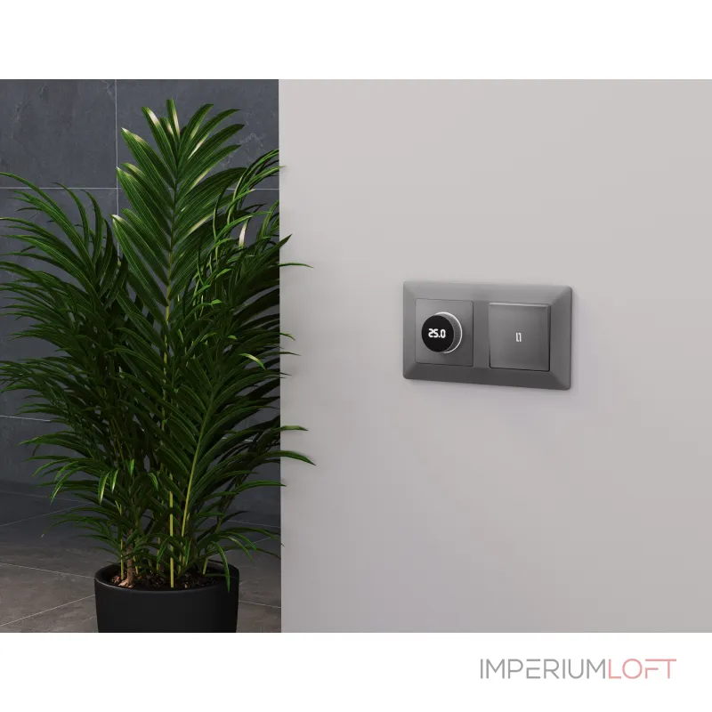 Комплект механизма терморегулятора с цифровым дисплеем с подсветкой и датчиком для теплого пола 16A-250V Ambrella Volt MA MA505810 от ImperiumLoft