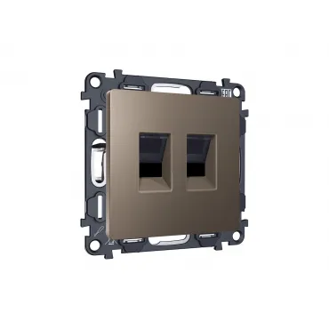 Комплект механизма компьютерной двойной розетки RJ-45 (8P8C) CAT6 с автоматической защитной шторкой Ambrella Volt MA MA642110