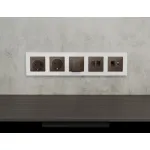 Комплект механизма компьютерной двойной розетки RJ-45 (8P8C) CAT6 с автоматической защитной шторкой Ambrella Volt MA MA642110