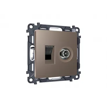 Комплект механизма розетки компьютерной + TV оконечной RJ-45 (8P8C) CAT6/50-870 MHz 1dB Ambrella Volt MA MA642510