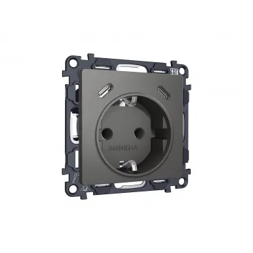 Комплект механизма электрической розетки 2USB С+C 20W (быстрая зарядка) с/з на винтовых зажимах 16A-250V Ambrella Volt MA MA660510