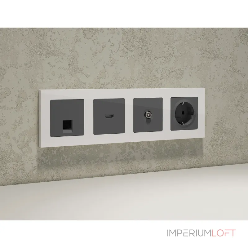 Комплект механизма компьютерной розетки RJ-45 (8P8C) CAT6A экранированной с автоматической защитной шторкой Ambrella Volt MA MA662005