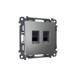 Комплект механизма компьютерной двойной розетки RJ-45 (8P8C) CAT6 с автоматической защитной шторкой Ambrella Volt MA MA662110