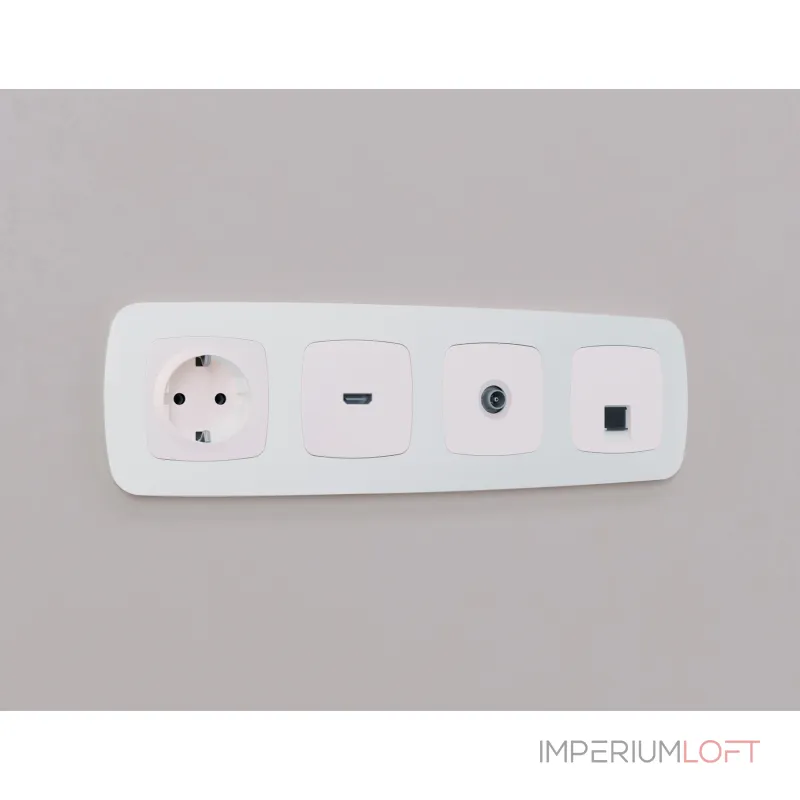 Комплект механизма компьютерной розетки RJ-45 (8P8C) CAT6A экранированной с автоматической защитной шторкой Ambrella Volt QUANT OMEGA MO212005 от ImperiumLoft