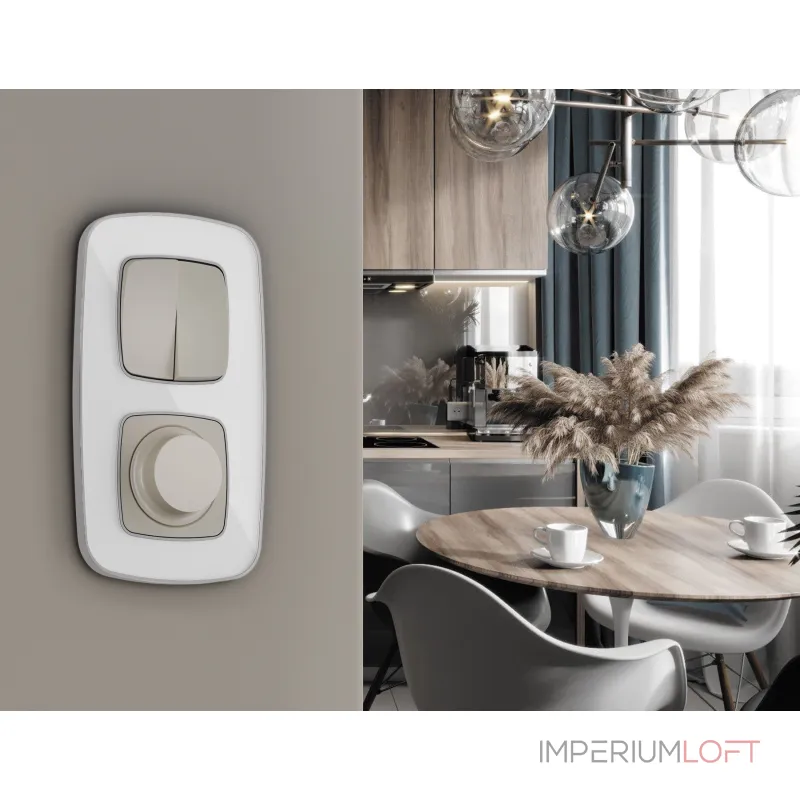 Комплект механизма 2-клавишного перекрестного выключателя 10A-250V Ambrella Volt QUANT OMEGA MO363030 от ImperiumLoft