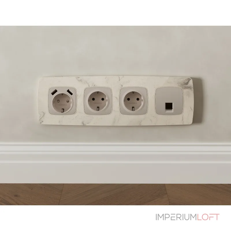 Комплект механизма компьютерной розетки RJ-45 (8P8C) CAT6A экранированной с автоматической защитной шторкой Ambrella Volt MO MO372005