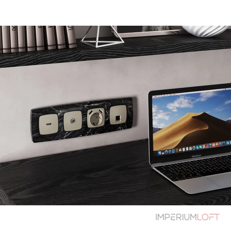 Комплект механизма компьютерной розетки RJ-45 (8P8C) CAT6A экранированной с автоматической защитной шторкой Ambrella Volt MO MO372005