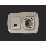 Комплект механизма компьютерной розетки RJ-45 (8P8C) CAT6A экранированной с автоматической защитной шторкой Ambrella Volt MO MO372005