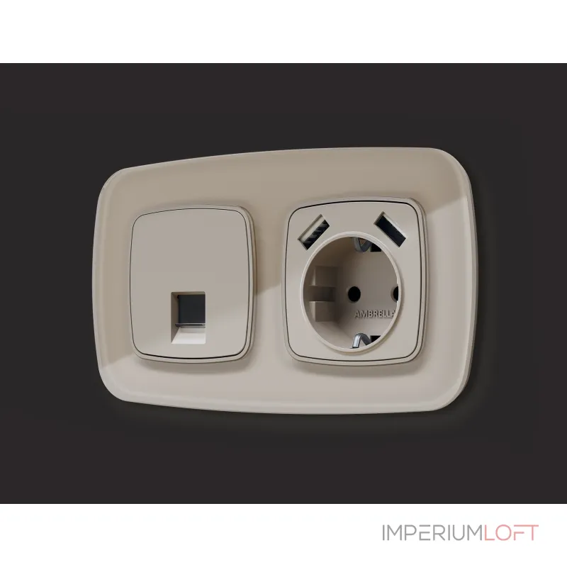 Комплект механизма компьютерной розетки RJ-45 (8P8C) CAT6A экранированной с автоматической защитной шторкой Ambrella Volt MO MO372005