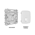 Комплект механизма компьютерной розетки RJ-45 (8P8C) CAT6A экранированной с автоматической защитной шторкой Ambrella Volt MO MO372005