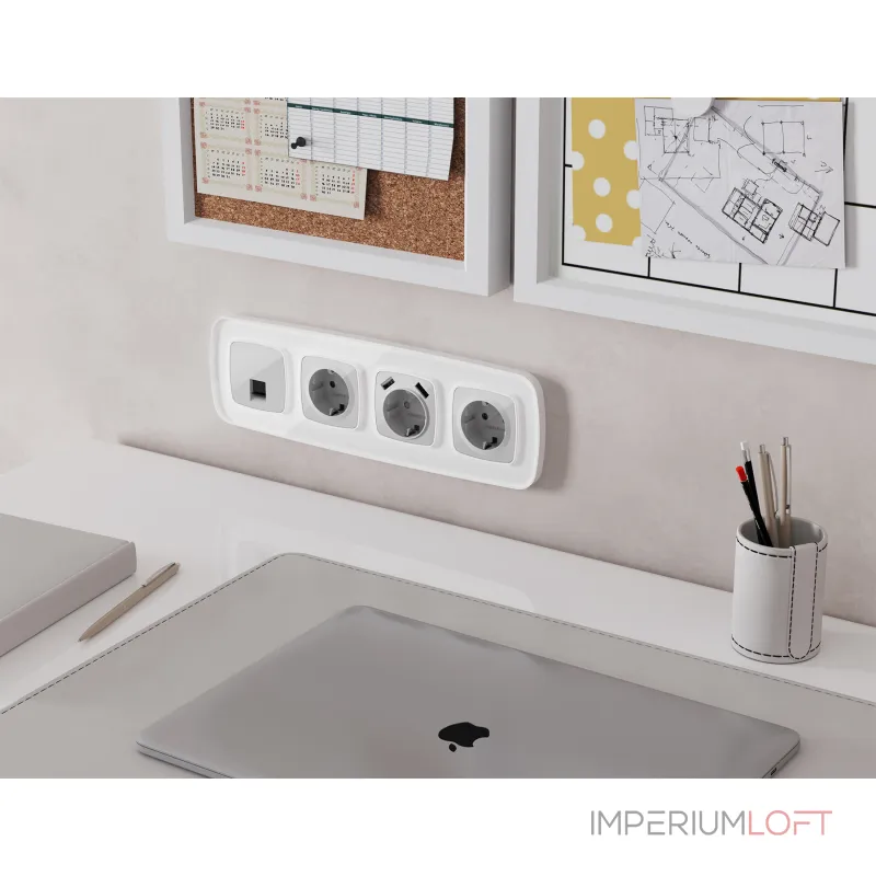 Комплект механизма компьютерной розетки RJ-45 (8P8C) CAT6A экранированной с автоматической защитной шторкой Ambrella Volt MO MO412005