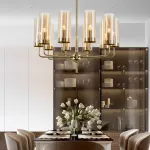 Люстра на штанге Agne Brass & Blue Glass Tube Chandelier in 1970 8