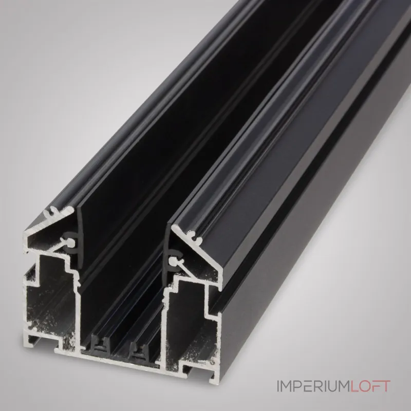 Трековый шинопровод + Закладной профиль для натяжного потолка AM539 2M BK SMART от ImperiumLoft