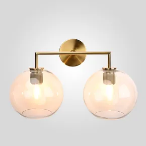 Бра RH Utilitaire Globe Shade Double Sconce Brass