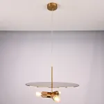 Люстра RH Utilitaire Disk Triple Pendant Brass от ImperiumLoft