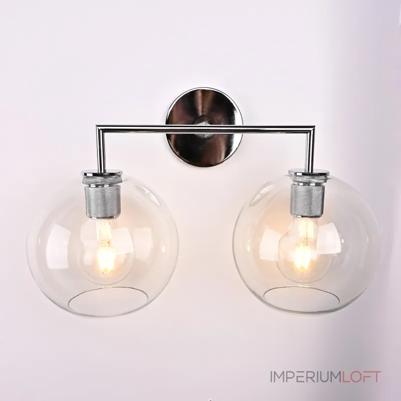 Бра RH Utilitaire Globe Shade Double Sconce Silver от ImperiumLoft