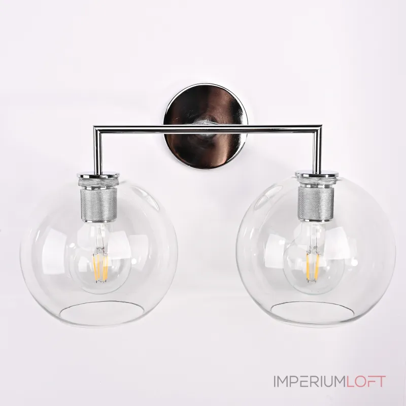 Бра RH Utilitaire Globe Shade Double Sconce Silver от ImperiumLoft