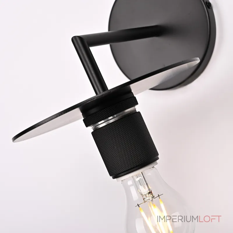 Бра RH Utilitaire Knurled Disk Shade Sconce Black от ImperiumLoft