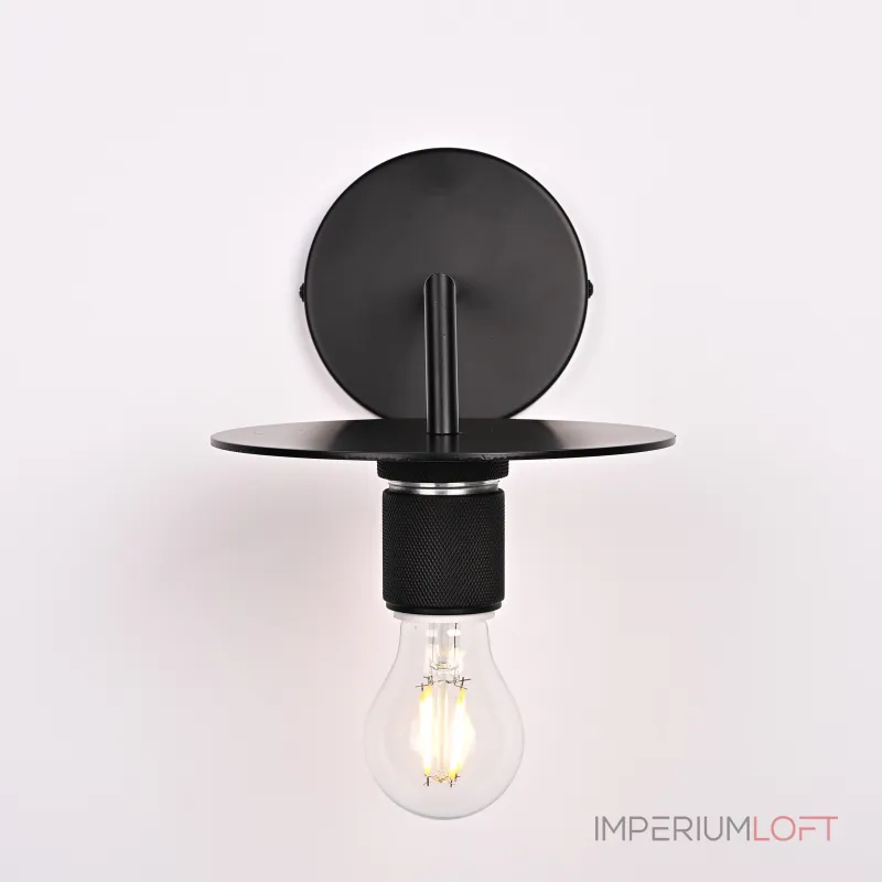 Бра RH Utilitaire Knurled Disk Shade Sconce Black от ImperiumLoft