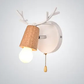 Бра с рожками DEER A SWITCH White/Light wood