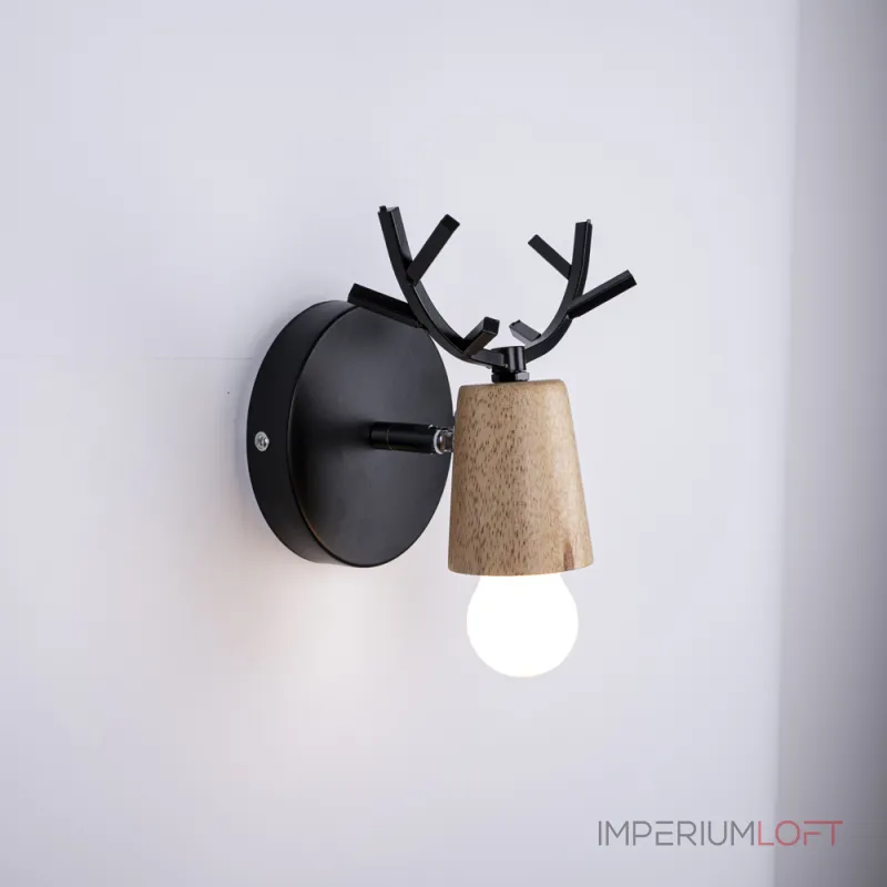 Бра с рожками DEER A Wood/Black от ImperiumLoft Бра с рожками DEER A Wood/Black от ImperiumLoft