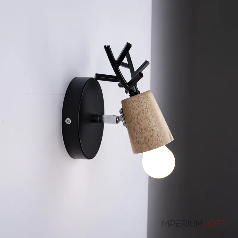 Бра с рожками DEER A Wood/Black от ImperiumLoft Бра с рожками DEER A Wood/Black от ImperiumLoft