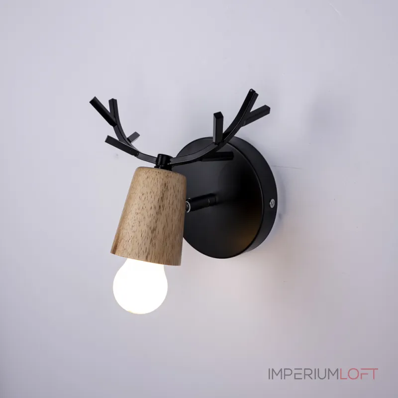 Бра с рожками DEER A Wood/Black от ImperiumLoft Бра с рожками DEER A Wood/Black от ImperiumLoft
