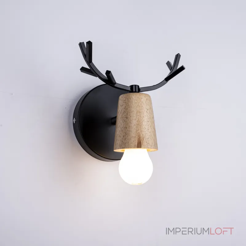 Бра с рожками DEER A Wood/Black от ImperiumLoft Бра с рожками DEER A Wood/Black от ImperiumLoft