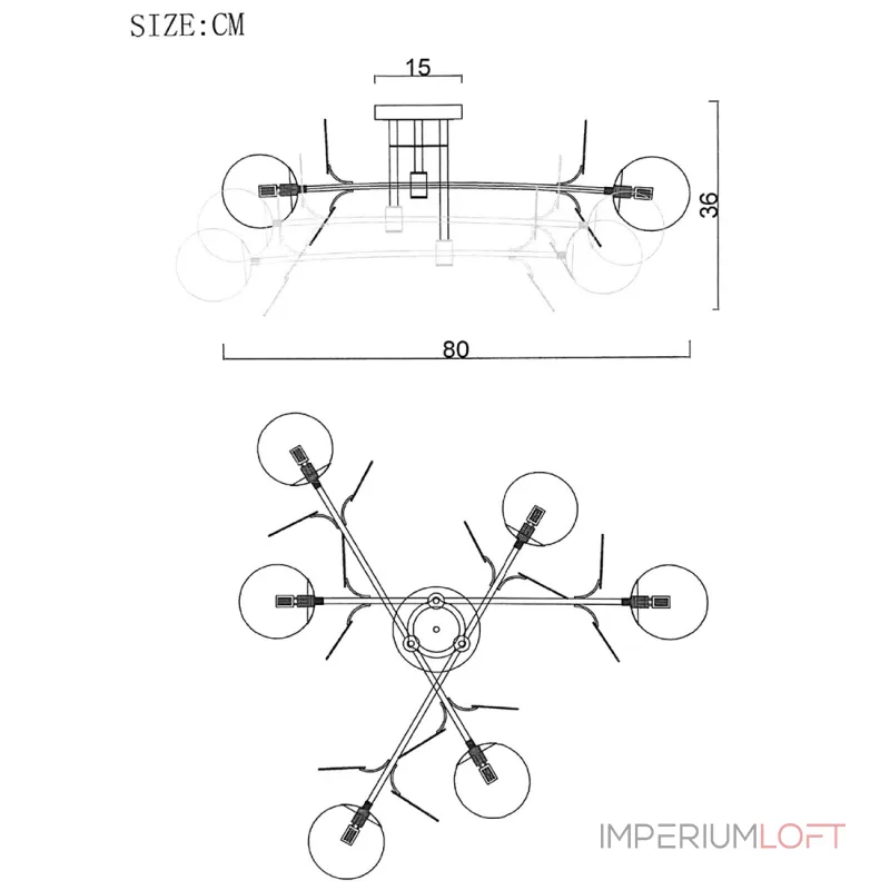 Потолочная люстра Light of MATISSE B D80 Gold Multicolor