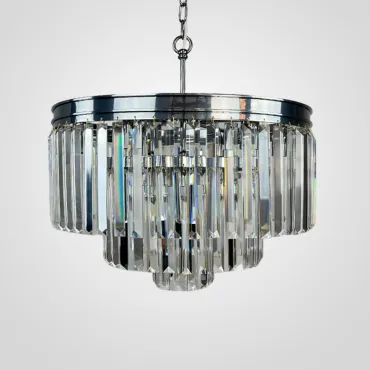 Подвесная люстра RH 1920S ODEON CLEAR GLASS FRINGE 3-TIER CHANDELIER chrome Подвесная люстра RH 1920S ODEON CLEAR GLASS FRINGE 3-TIER CHANDELIER chrome