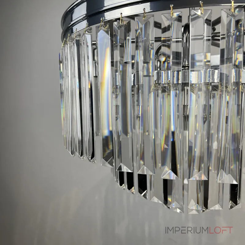 Подвесная люстра RH 1920S ODEON CLEAR GLASS FRINGE 3-TIER CHANDELIER chrome