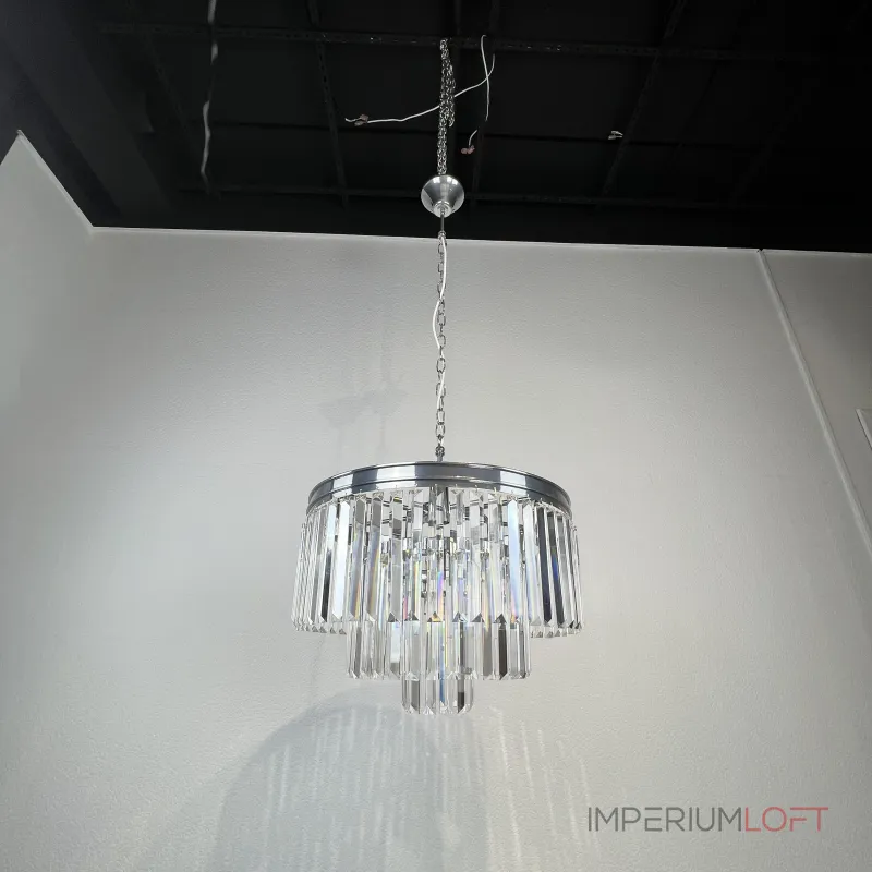 Подвесная люстра RH 1920S ODEON CLEAR GLASS FRINGE 3-TIER CHANDELIER chrome