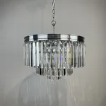 Подвесная люстра RH 1920S ODEON CLEAR GLASS FRINGE 3-TIER CHANDELIER chrome