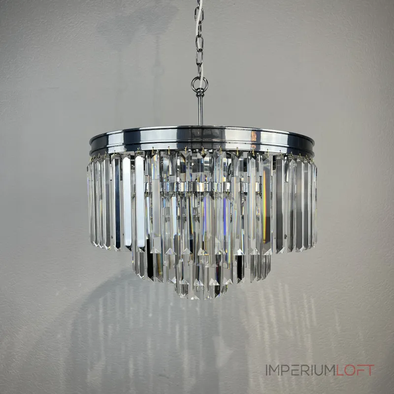 Подвесная люстра RH 1920S ODEON CLEAR GLASS FRINGE 3-TIER CHANDELIER chrome