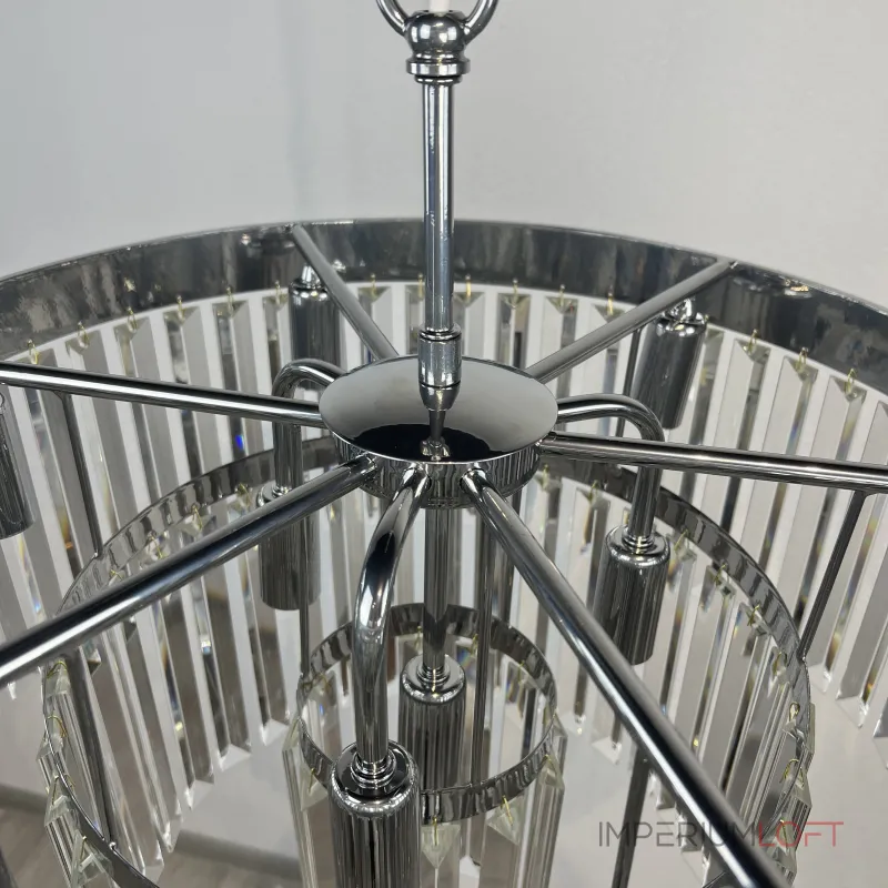 Подвесная люстра RH 1920S ODEON CLEAR GLASS FRINGE 3-TIER CHANDELIER chrome