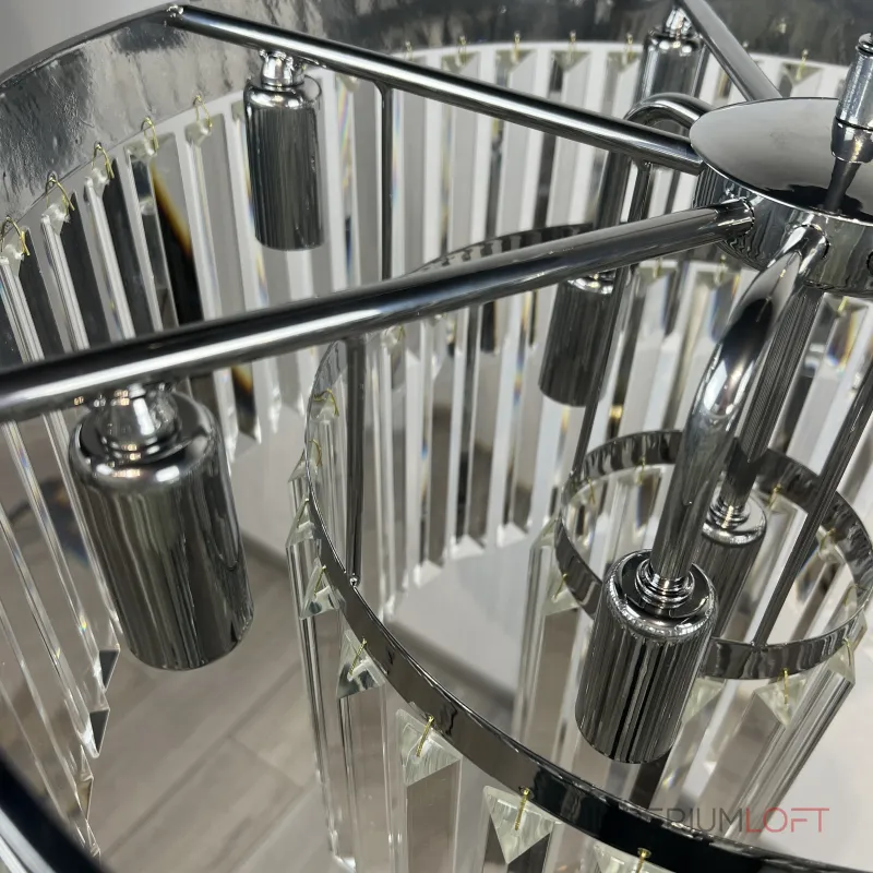 Подвесная люстра RH 1920S ODEON CLEAR GLASS FRINGE 3-TIER CHANDELIER chrome