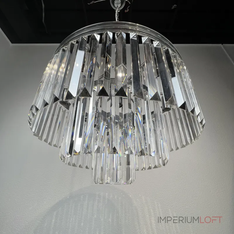 Подвесная люстра RH 1920S ODEON CLEAR GLASS FRINGE 3-TIER CHANDELIER chrome