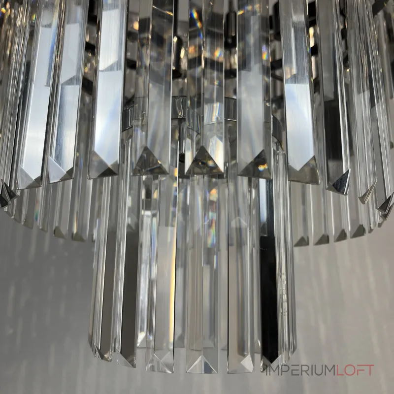 Подвесная люстра RH 1920s Odeon Clear Glass Fringe Chandelier D80 chrome