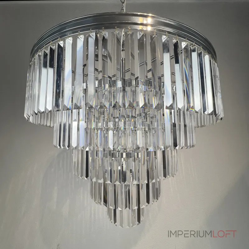 Подвесная люстра RH 1920s Odeon Clear Glass Fringe Chandelier D80 chrome