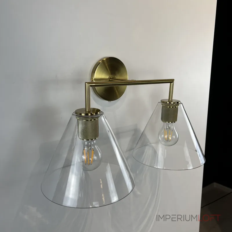 Бра RH Utilitaire Funnel Shade Double Sconce Brass от ImperiumLoft