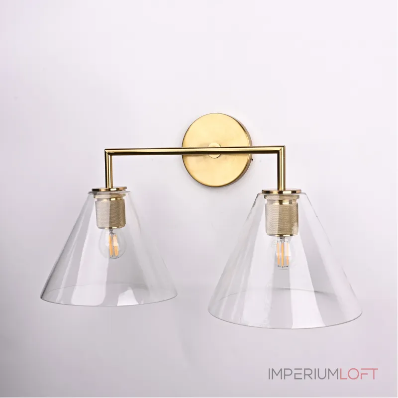 Бра RH Utilitaire Funnel Shade Double Sconce Brass от ImperiumLoft