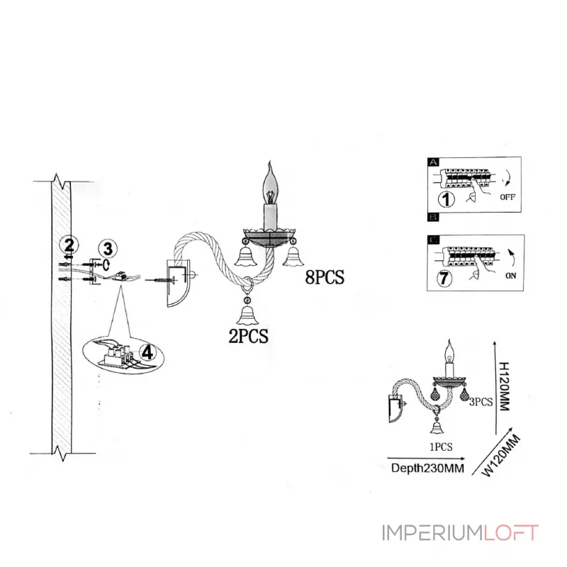 Настенный светильник RAINBOW 6 WALL L1 от ImperiumLoft