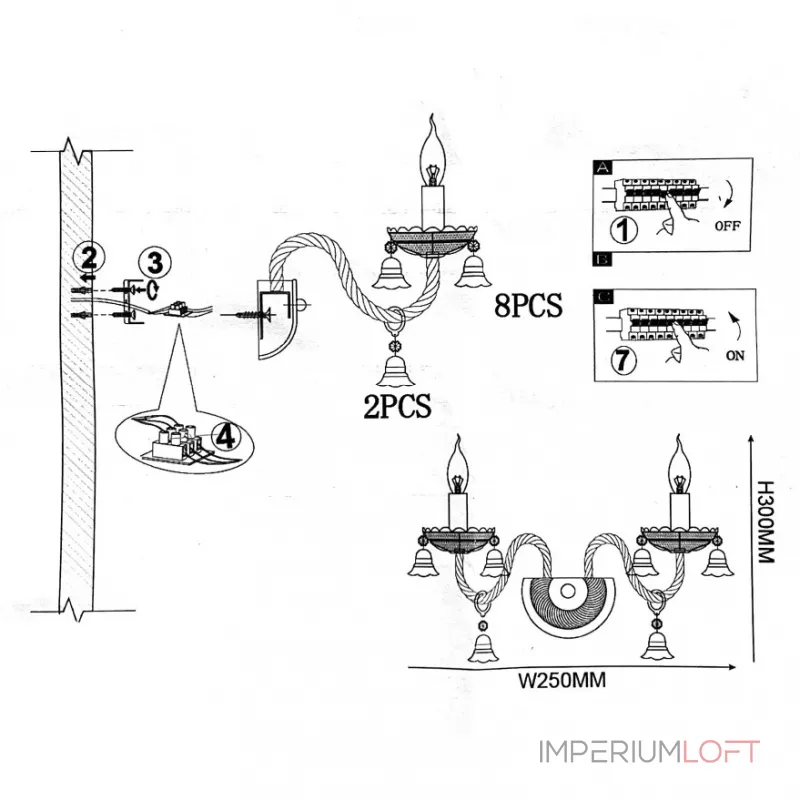 Настенный светильник RAINBOW 6 WALL L2 от ImperiumLoft