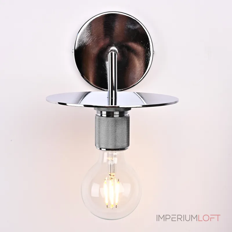 Бра RH Utilitaire Knurled Disk Shade Sconce Silver от ImperiumLoft