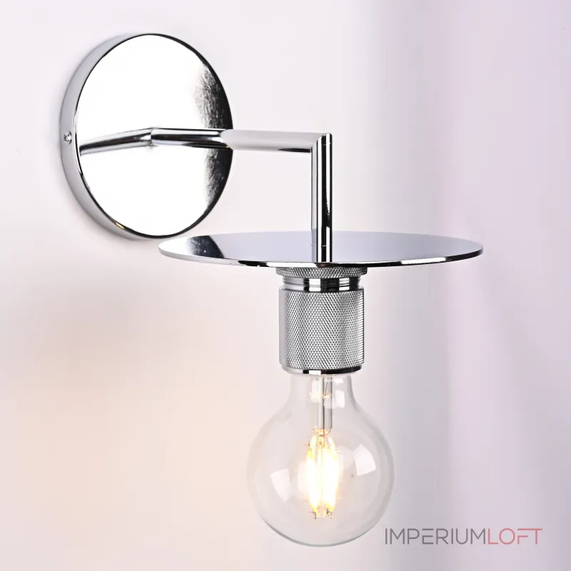 Бра RH Utilitaire Knurled Disk Shade Sconce Silver от ImperiumLoft