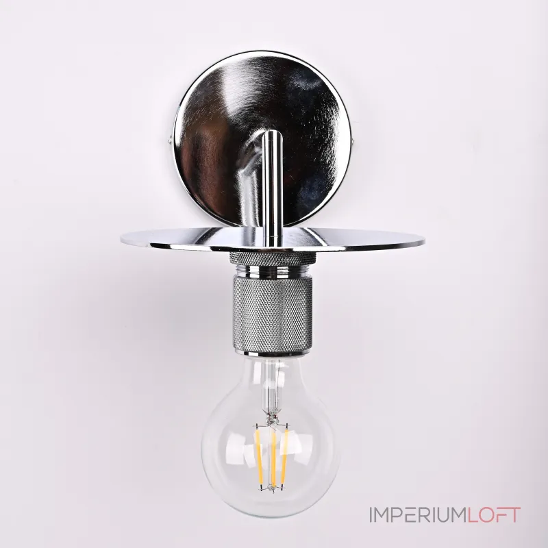 Бра RH Utilitaire Knurled Disk Shade Sconce Silver от ImperiumLoft